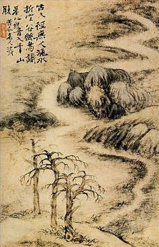 Shitao creek in winter 1693 old China ink Oil Paintings
